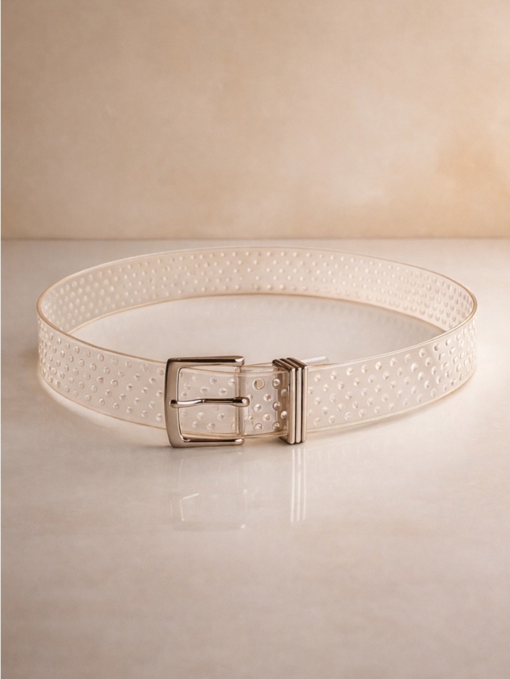 CLEAR TRANSPARENT BELT Studded Wide Waist Cinch Y2K Minimal Chic